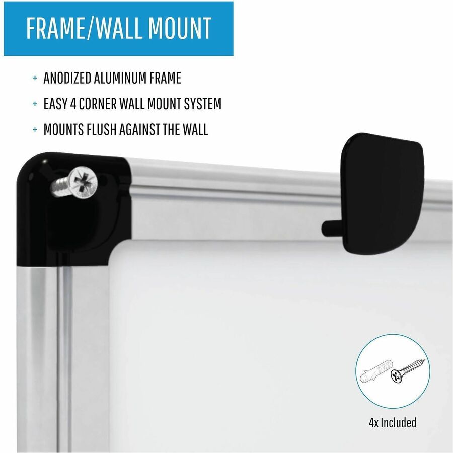 MasterVision Maya Series Dry-Erase Combo Board - 0.50" Board Height x 36" Board Width x 48" Board Depth - Natural Cork, Melamine Surface - Self-healing, Resilient, Easy to Clean, Dry Erase Surface, Durable - Silver Aluminum Frame - 1 Each - TAA Compliant