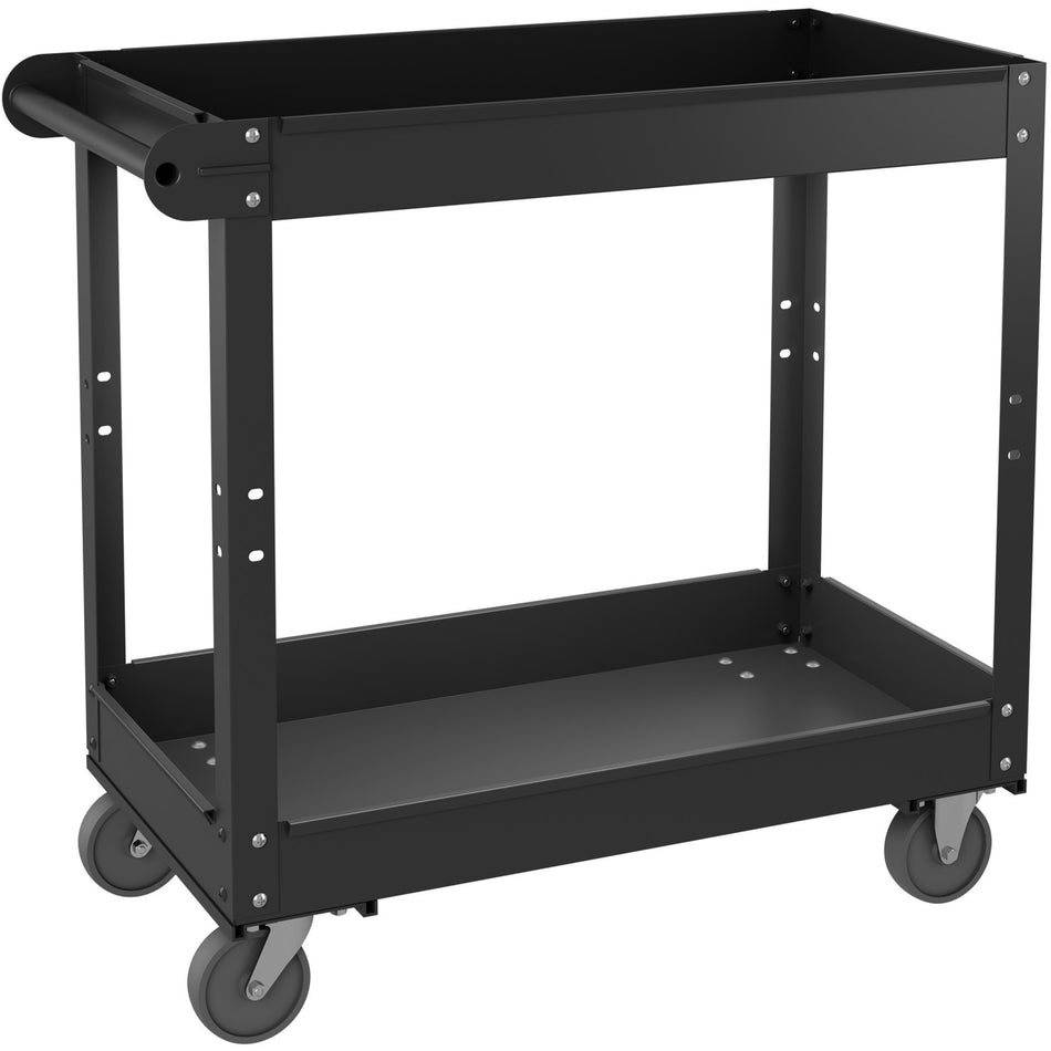 Lorell Utility Cart - 2 Shelf - 400 lb Load Capacity - Steel - 30" Length x 16" Width x 32" Height - Black - 1 Each