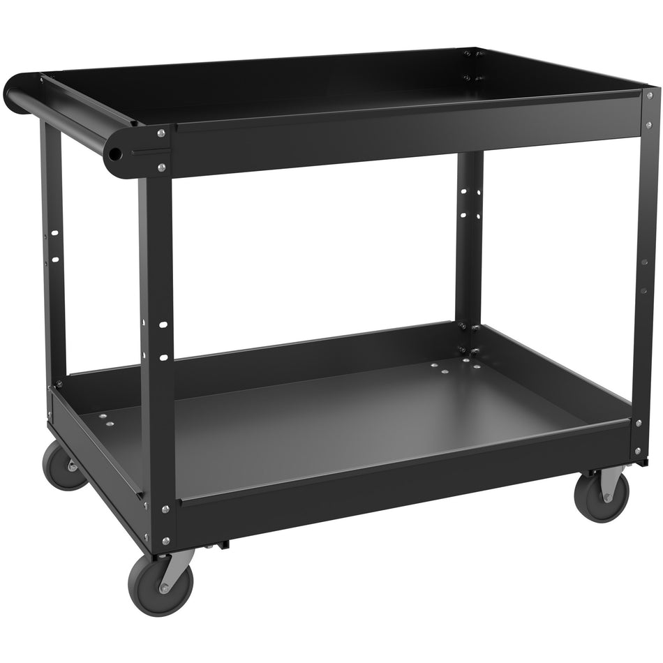 Lorell Utility Cart - 2 Shelf - 400 lb Load Capacity - Steel - 36" Length x 24" Width x 32" Height - Black - 1 Each