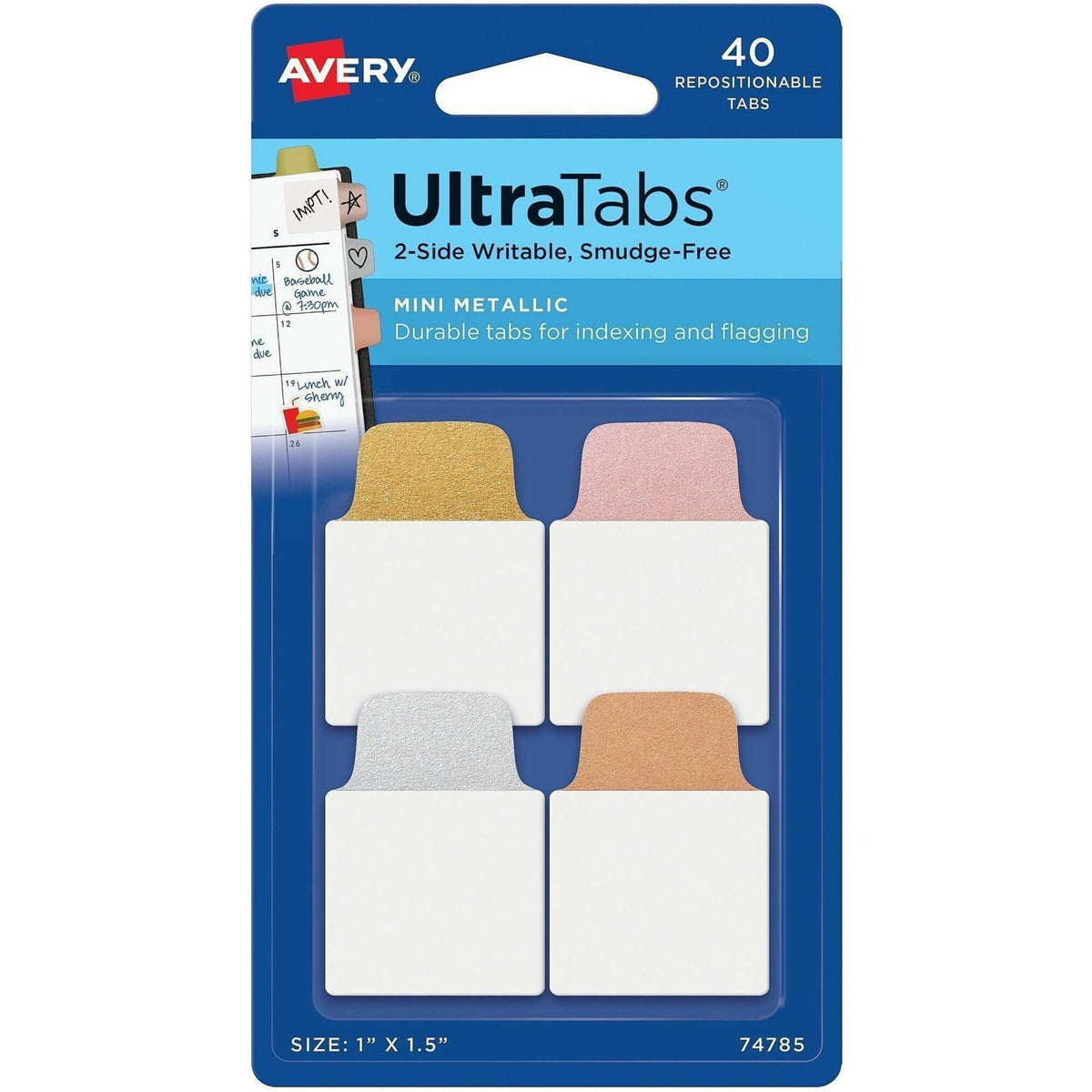 Avery&reg; UltraTabs Metallic Color 2-sided Mini Tabs - 2000