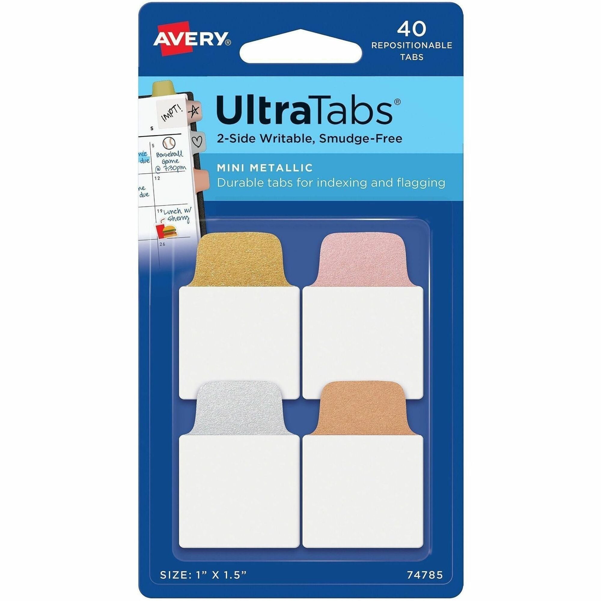 Avery&reg; UltraTabs Metallic Color 2-sided Mini Tabs - 2000