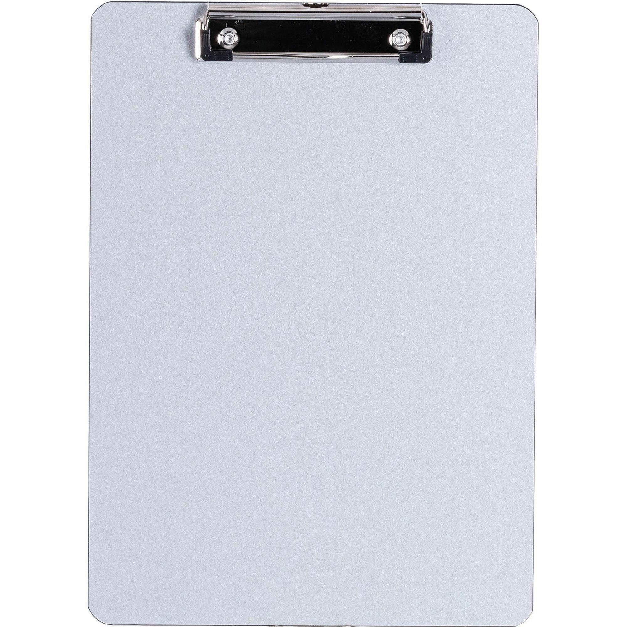 Business Source Aluminum Clipboard - 8 1/2" x 11" Sheet Size - Aluminum - Silver - 1 Each