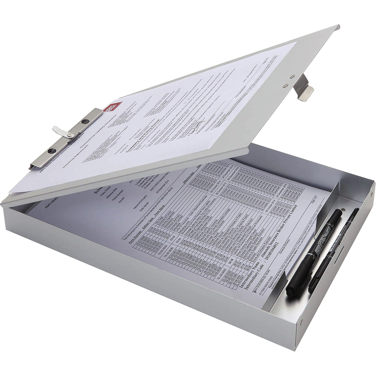 Business Source Storage Clipboard - Storage for 50 Document - 8 1/2" x 11" Sheet Size - Silver - 1 Each