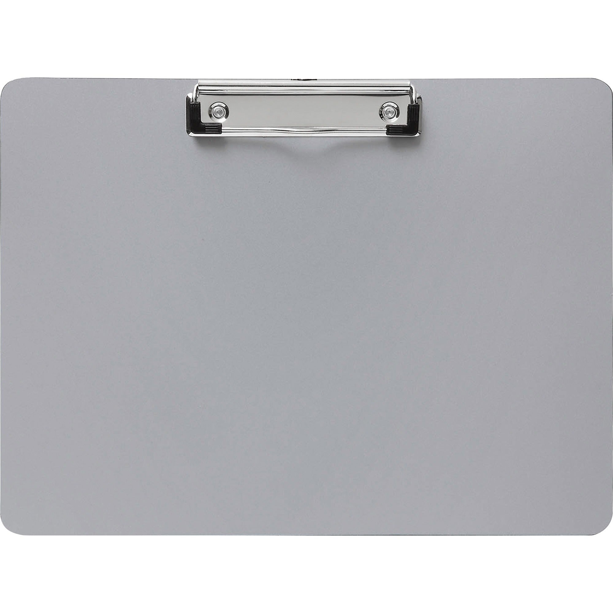 Business Source Landscape Plastic Clipboard - 8 1/2" x 11" Sheet Size - Plastic - Silver - 1 Each