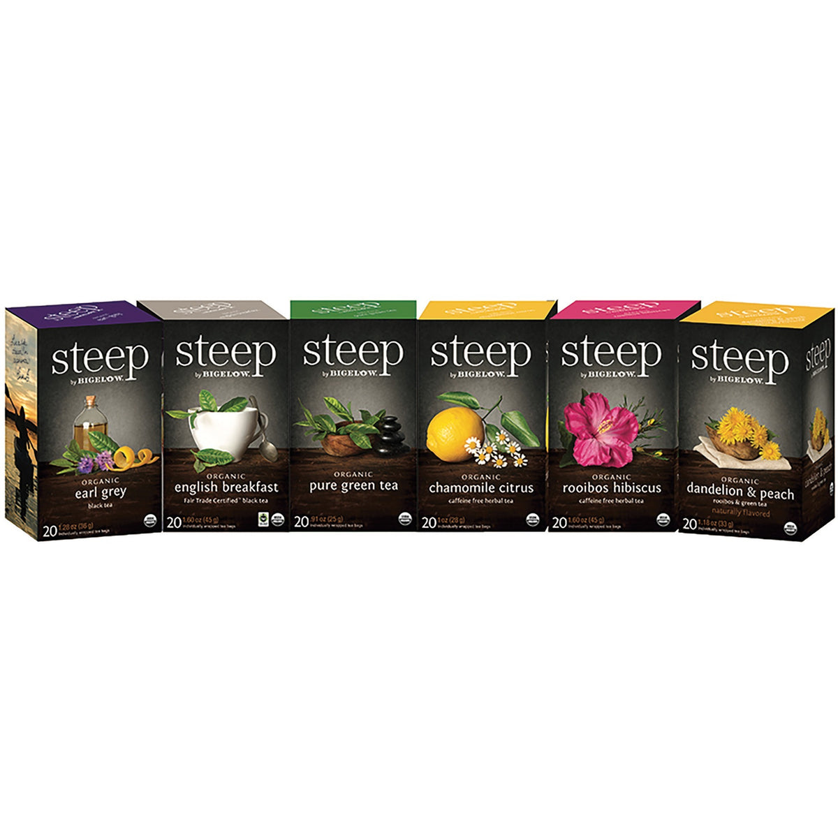 Steep by Bigelow® Organic Assorted Flavor Bag - 120 Teabag - 20/Box - 20 / Carton