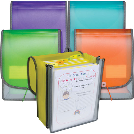 C-Line CLI-58700 Letter Organizer Folder - 8 1/2" x 11" - 400 Sheets Capacity - 7 Front, Internal Pocket(s) - Assorted - 1 Each