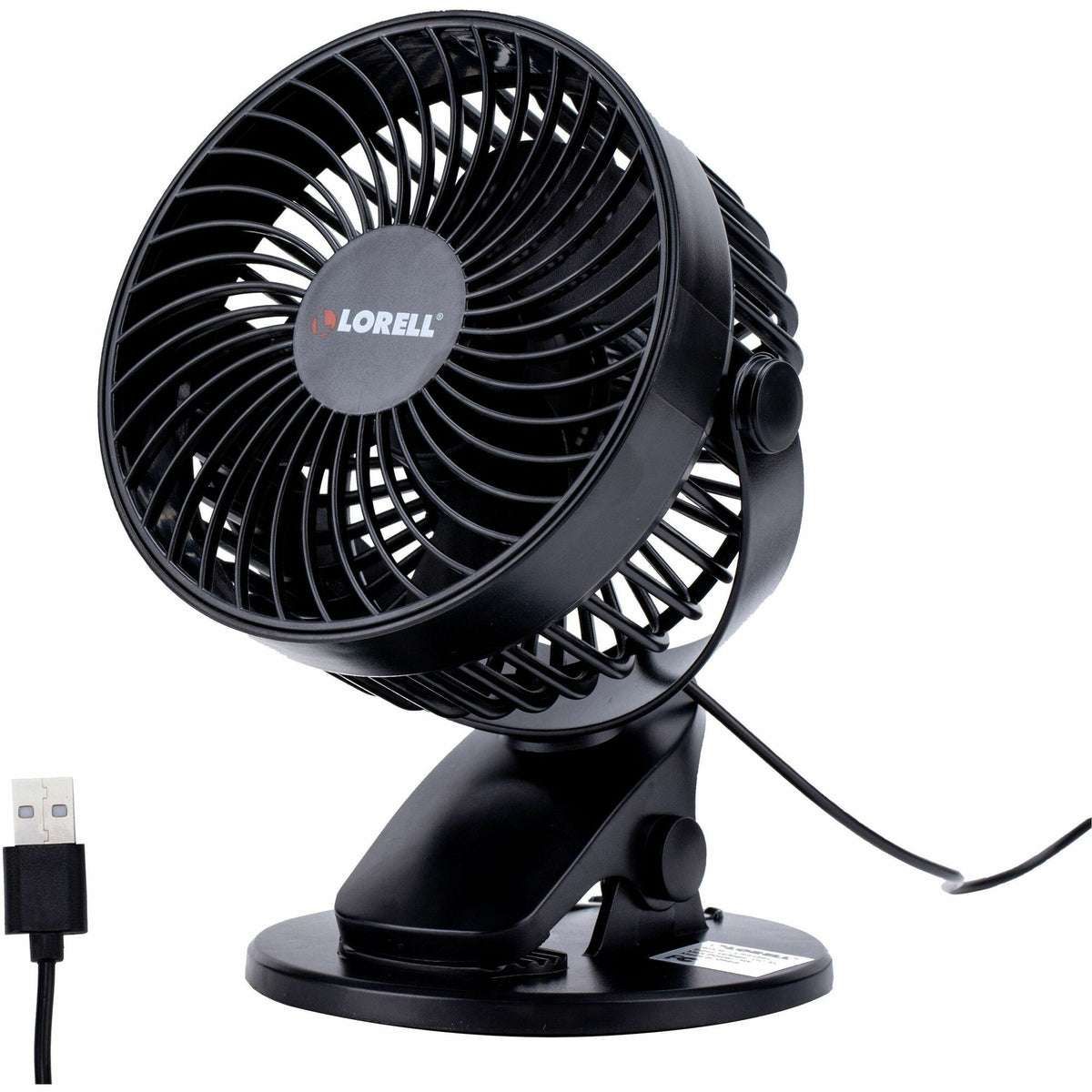 Lorell USB Personal Fan - 127 mm Fan Diameter - 2 Speed - Breeze Mode, Quiet, Adjustable Tilt Head - 7.7" Height x 5.8" Width - Black