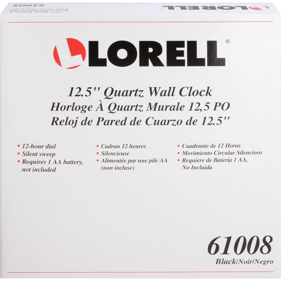 Lorell 12-1/2" Slimline Wall Clock - Front