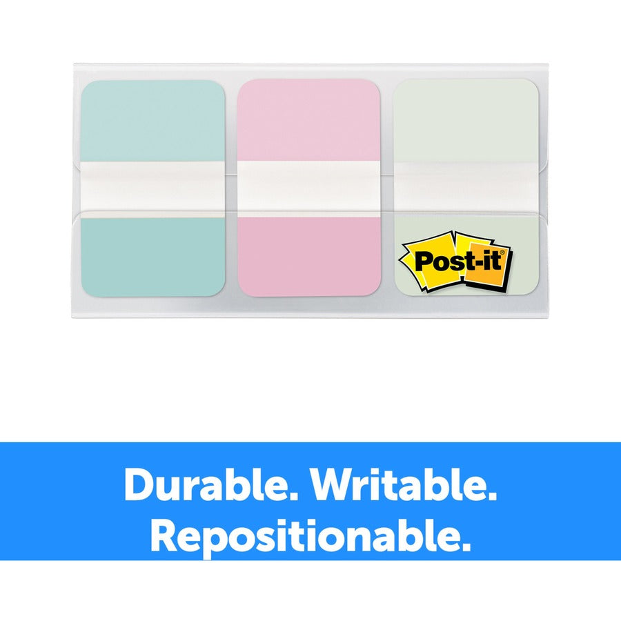 Post-it®  Durable Tabs - 12 Tab(s)/Set - 1" Tab Height x 1.50" Tab Width - Blue, Pink, Green Tab(s) - Removable - 36 / Pack