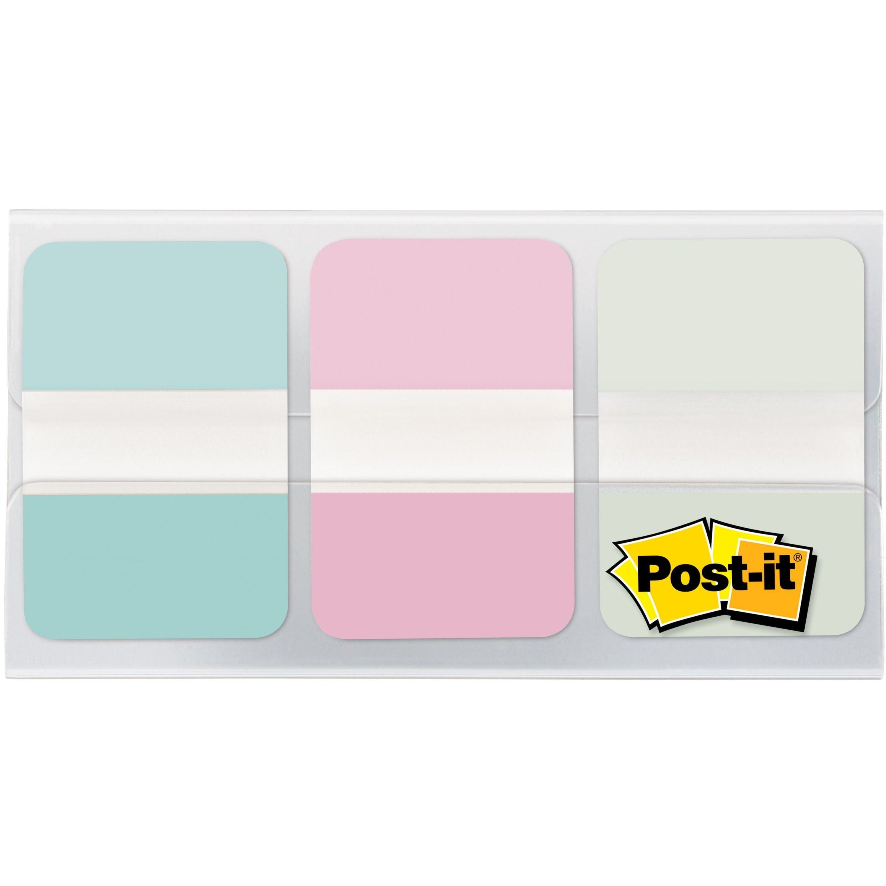 Post-it®  Durable Tabs - 12 Tab(s)/Set - 1" Tab Height x 1.50" Tab Width - Blue, Pink, Green Tab(s) - Removable - 36 / Pack