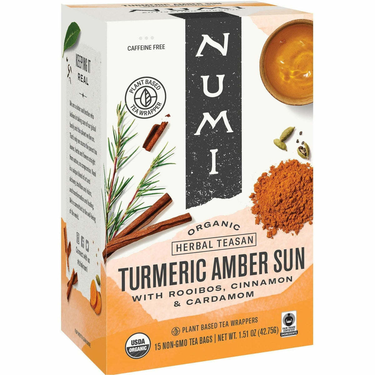 Numi Organic Turmeric Golden Tonic Amber Sun Herbal Tea Bag - Herbal Tea - 1.5 oz - Organic - 12 / Box