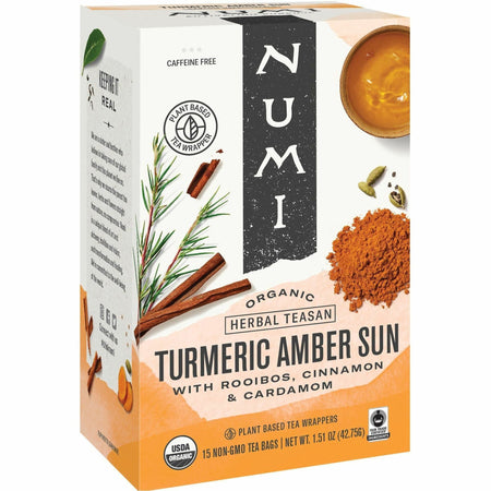 Numi Organic Turmeric Golden Tonic Amber Sun Herbal Tea Bag - Herbal Tea - 1.5 oz - Organic - 12 / Box