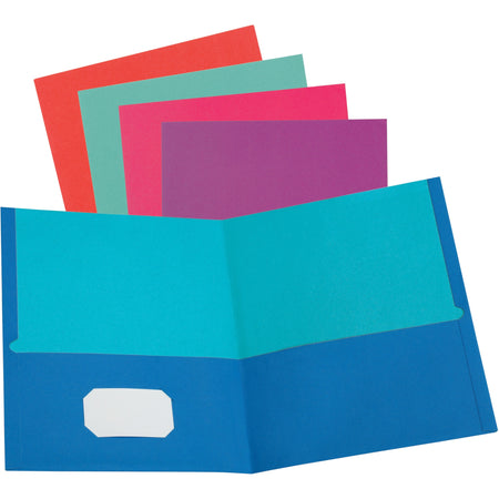 Oxford Letter Recycled Pocket Folder - 8 1/2" x 11" - 100 Sheets Capacity - 2 Pocket(s) - Assorted - 10% Recycled - 50 / Box