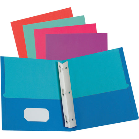 Oxford Letter Recycled Pocket Folder with Fastener - 8 1/2" x 11" - 100 Sheets Capacity - 2 Pocket(s) - Assorted - 10% Recycled - 50 / Box