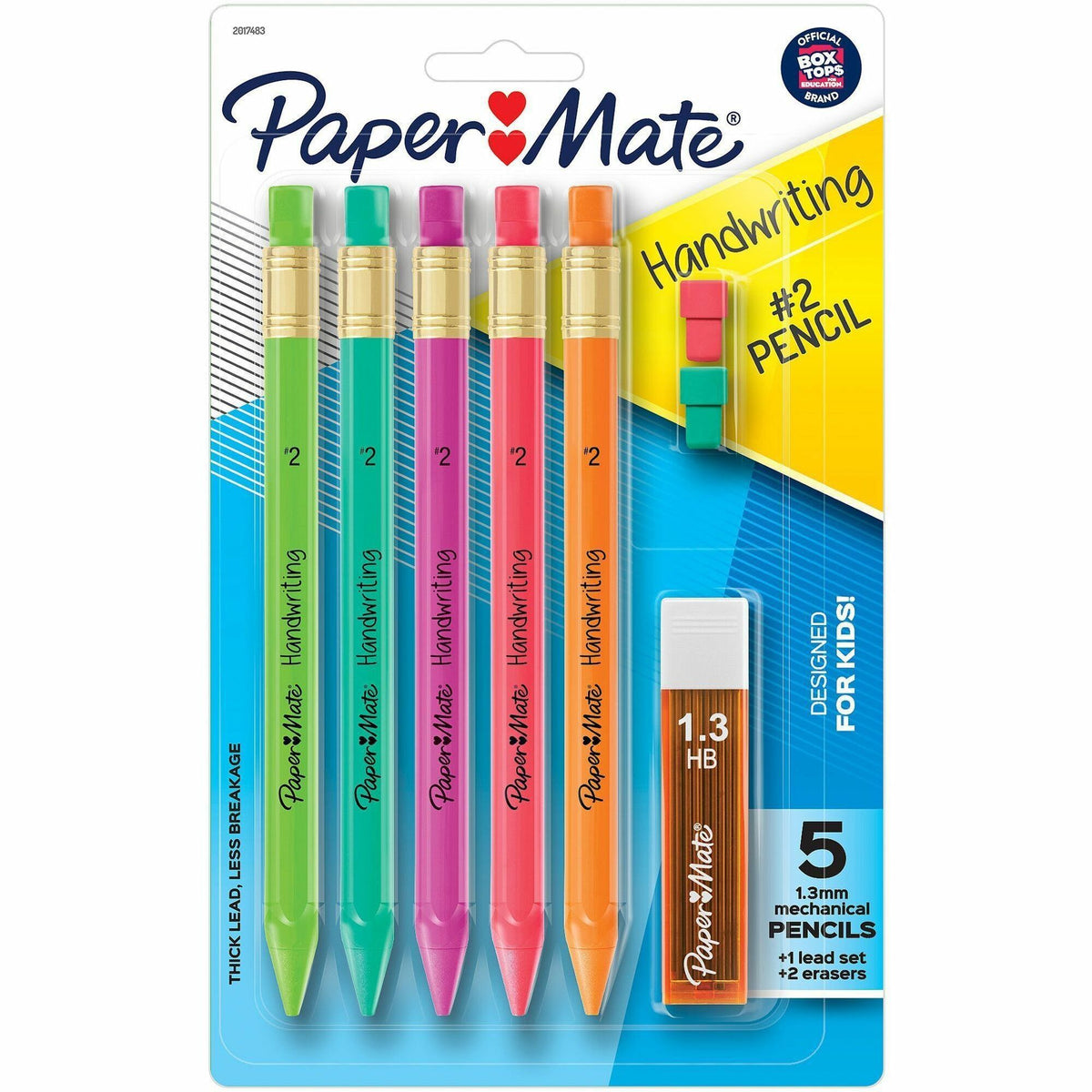 Paper Mate Handwriting Mechanical Pencils - Black Lead - #2 - Thick Point - Assorted Barrel - 5 / Pack
