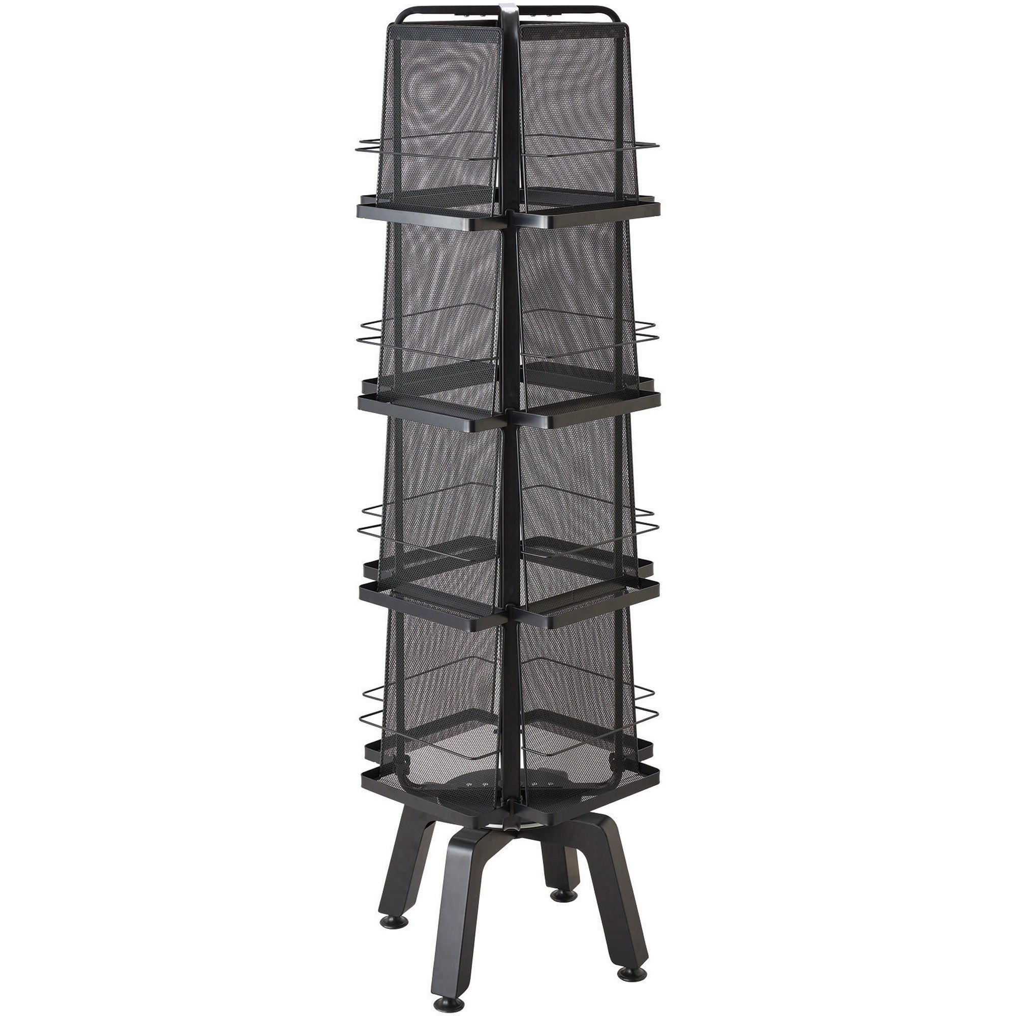 Safco Onyx Mesh Rotating Magazine Stand - 16 Pocket(s) - 58.56" Height x 18.25" Width x 18.25" Depth - Floor - 28% Recycled - Black - Steel, Polyvinyl Chloride (PVC) - 1 Each