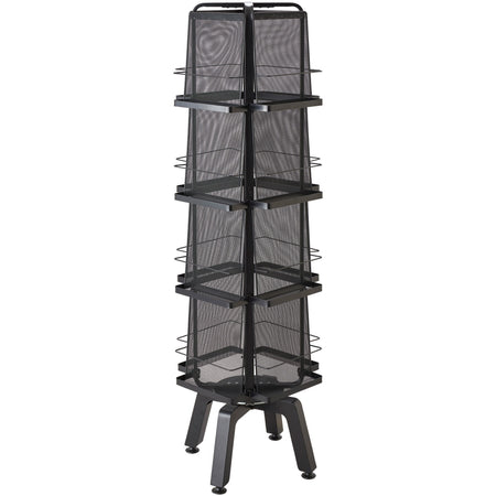 Safco Onyx Mesh Rotating Magazine Stand - 16 Pocket(s) - 58.56" Height x 18.25" Width x 18.25" Depth - Floor - 28% Recycled - Black - Steel, Polyvinyl Chloride (PVC) - 1 Each