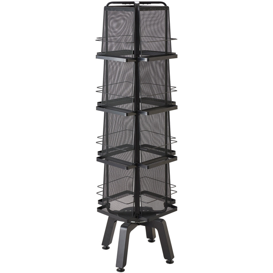 Safco Onyx Mesh Rotating Magazine Stand - 16 Pocket(s) - 58.56" Height x 18.25" Width x 18.25" Depth - Floor - 28% Recycled - Black - Steel, Polyvinyl Chloride (PVC) - 1 Each