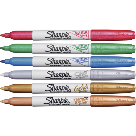 Sharpie Metallic Permanent Marker - Fine Pen Point - Bold Marker Point - Alcohol Based - 6 / Set