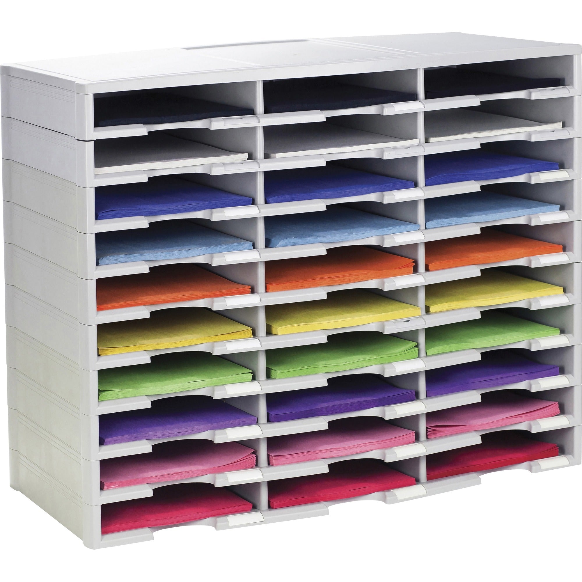 Storex Stackable Literature Sorter - 15000 x Sheet - 30 Compartment(s) - Compartment Size : 9.50" x 12" - 25.50" Height x 14.13" Width31.38" Length - Gray - Plastic - 1 Each