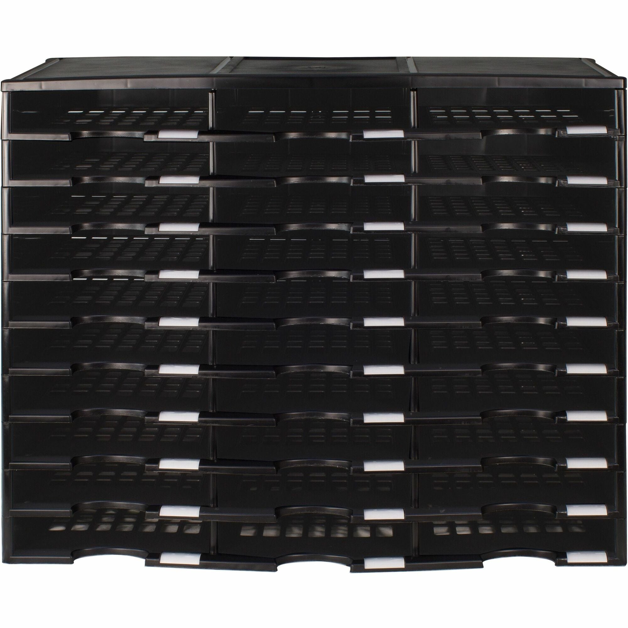 Storex Stackable Literature Sorter - 15000 x Sheet - 30 Compartment(s) - Compartment Size : 9.50" x 12" - 25.50" Height x 14.13" Width31.38" Length - Black - Plastic - 1 Each