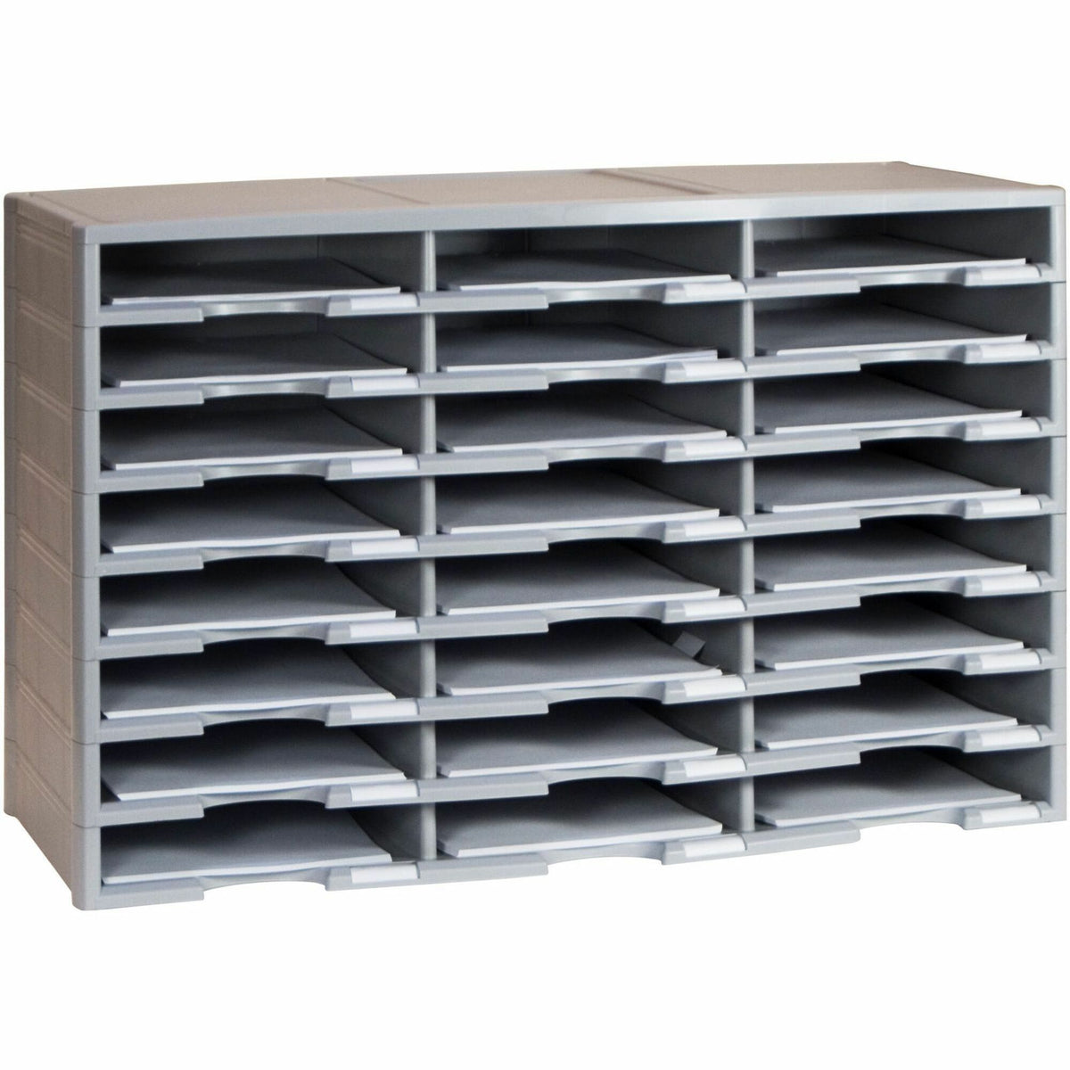 Storex Stackable Literature Sorter - 12000 x Sheet - 24 Compartment(s) - Compartment Size : 9.50" x 12" - 20.50" Height x 14.13" Width31.38" Length - Gray - Plastic, Polystyrene - 1 Each