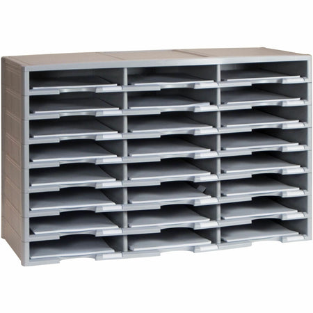 Storex Stackable Literature Sorter - 12000 x Sheet - 24 Compartment(s) - Compartment Size : 9.50" x 12" - 20.50" Height x 14.13" Width31.38" Length - Gray - Plastic, Polystyrene - 1 Each