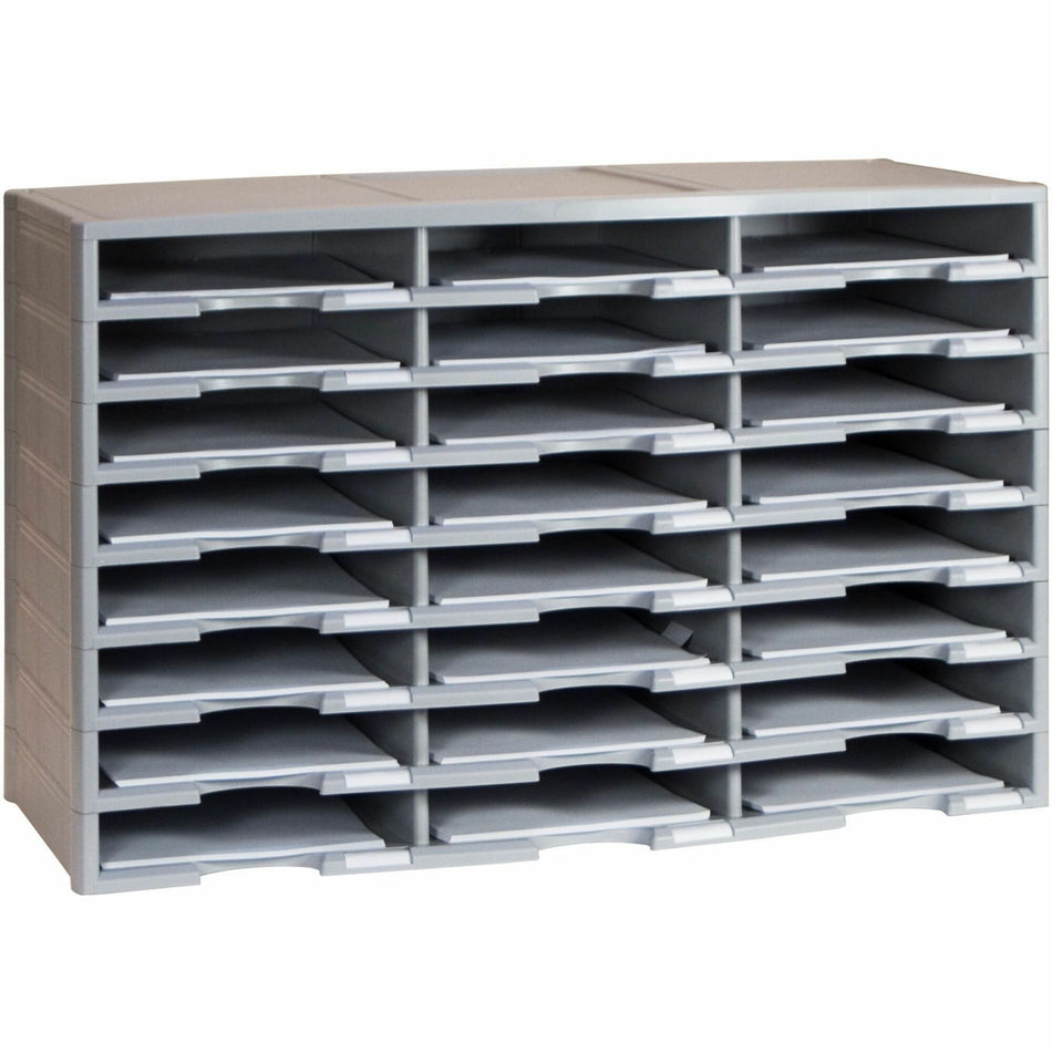 Storex Stackable Literature Sorter - 12000 x Sheet - 24 Compartment(s) - Compartment Size : 9.50" x 12" - 20.50" Height x 14.13" Width31.38" Length - Gray - Plastic, Polystyrene - 1 Each