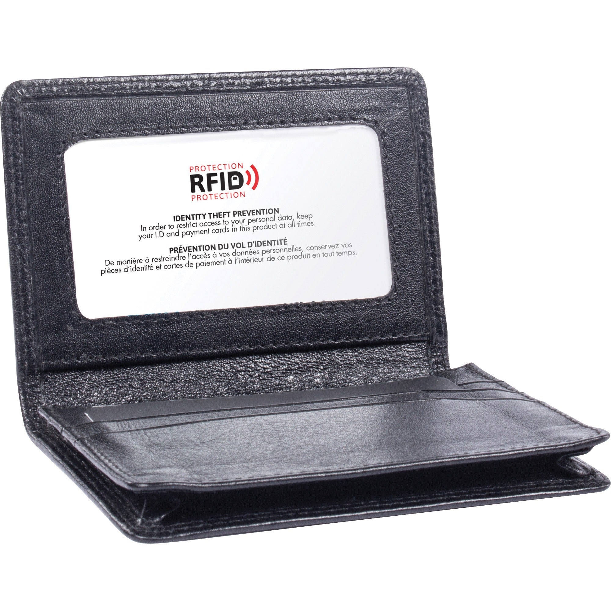 Swiss Mobility Carrying Case Business Card, License - Black - Leather Body - 0.8" Height x 3" Width x 4" Depth - 1 Each