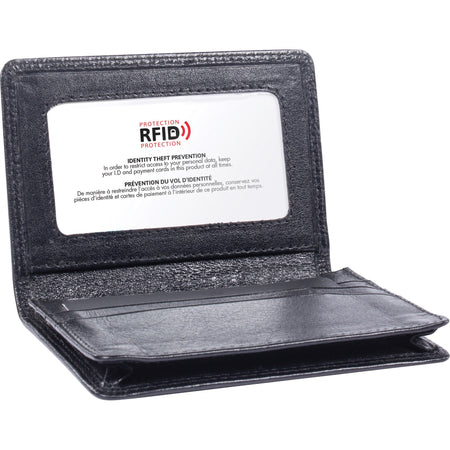 Swiss Mobility Carrying Case Business Card, License - Black - Leather Body - 0.8" Height x 3" Width x 4" Depth - 1 Each