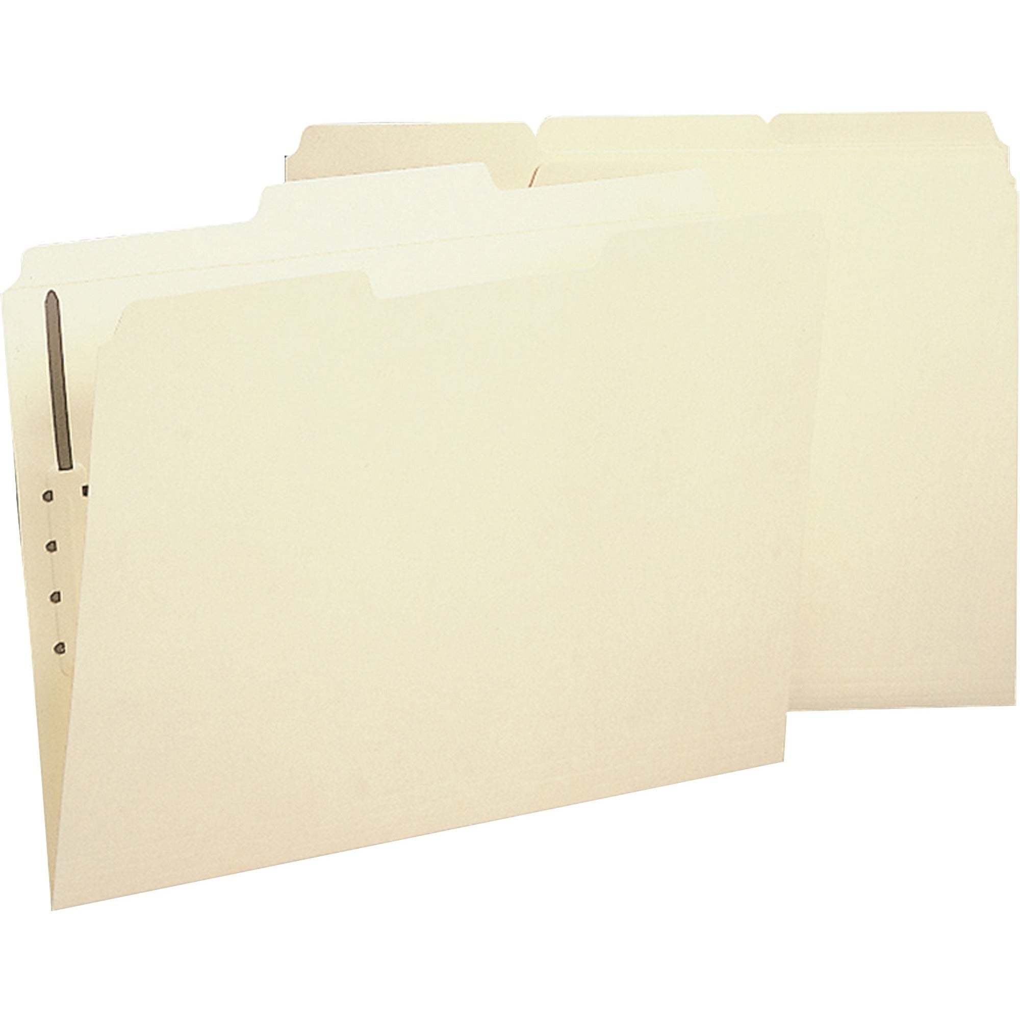 Business Source 1/3 Tab Cut Legal Recycled Fastener Folder - 8 1/2" x 14" - 1 Fastener(s) - 2 Plys - Manila - 10% Recycled - 50 / Box