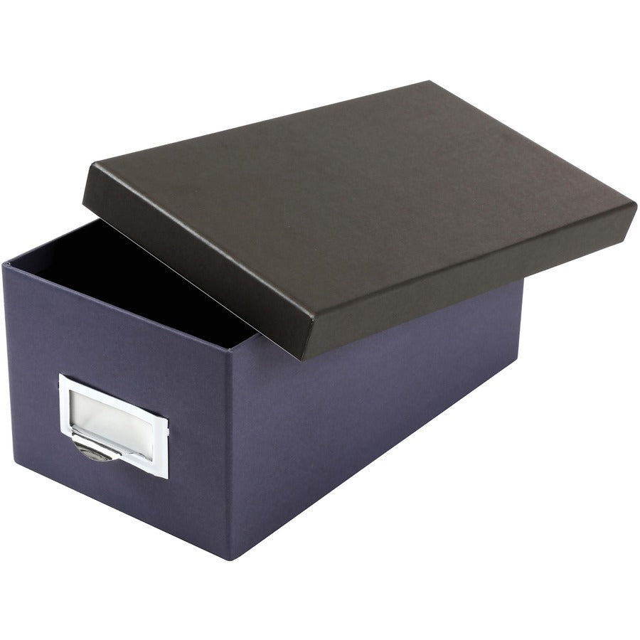 Oxford Index Card Storage Box - External Dimensions: 11.5" Length x 6.5" Width x 5" Height - Media Size Supported: Index Card 4" x 6" - 1000 x Index Card (4" x 6") - Indigo, Black - For Index Card, Recipe, Photo, Notes - Recycled - 1 Each