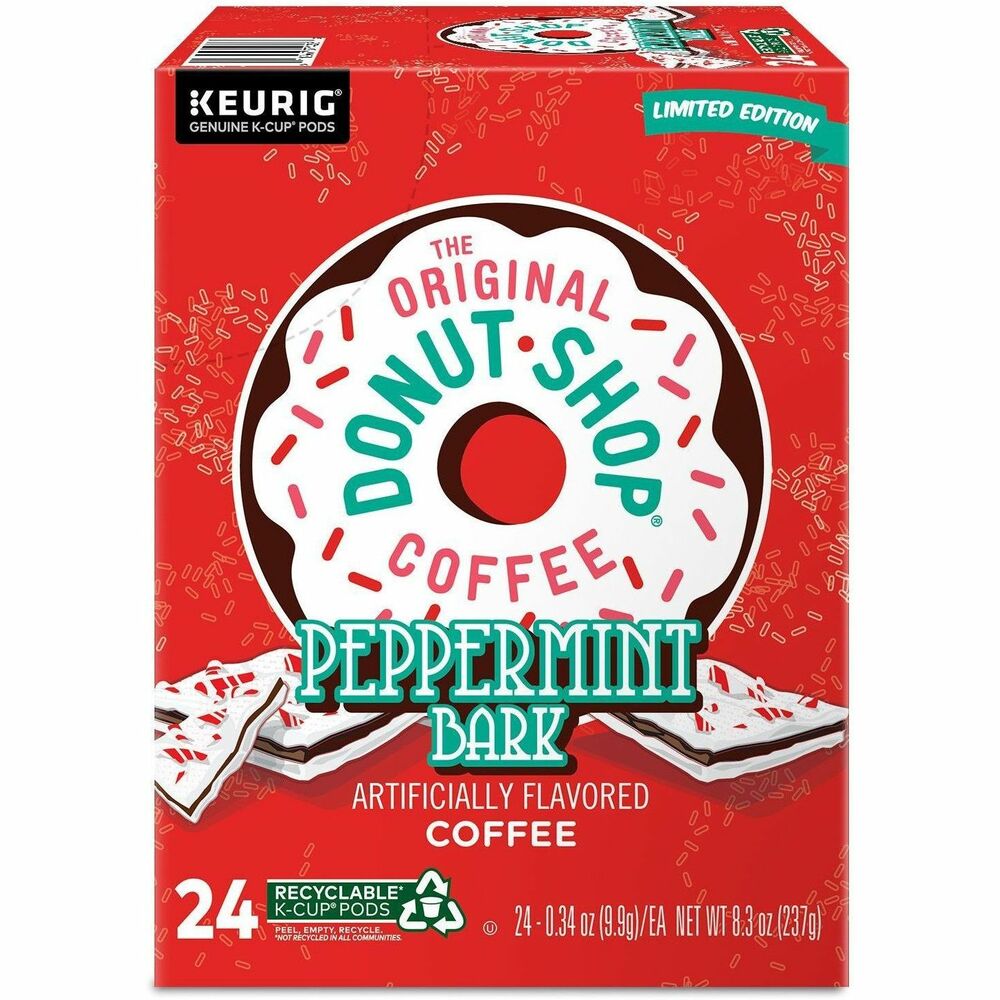 The Original Donut Shop® K-Cup, Pod Peppermint Bark Keurig Single-Serve K-Cup Pods, Light Roast Coffee, 24 Count - Compatible with K-Cup Brewer - Light - K-Cup, Pod - Peppermint Bark - Kosher - 24 / Pack