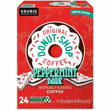 The Original Donut Shop® K-Cup, Pod Peppermint Bark Keurig Single-Serve K-Cup Pods, Light Roast Coffee, 24 Count - Compatible with K-Cup Brewer - Light - K-Cup, Pod - Peppermint Bark - Kosher - 24 / Pack
