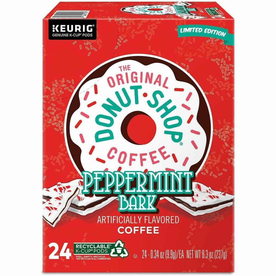 The Original Donut Shop® K-Cup, Pod Peppermint Bark Keurig Single-Serve K-Cup Pods, Light Roast Coffee, 24 Count - Compatible with K-Cup Brewer - Light - K-Cup, Pod - Peppermint Bark - Kosher - 24 / Pack