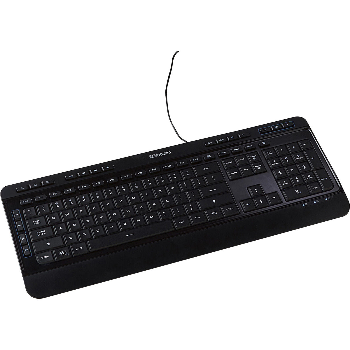 Verbatim Illuminated Wired Keyboard - USB Type A Interface - Media Player Hot Key - Black - Keyboards & Mice
