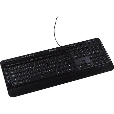 Verbatim Illuminated Wired Keyboard - USB Type A Interface - Media Player Hot Key - Black - Keyboards & Mice