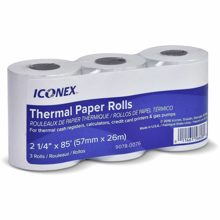 ICONEX Cash Register Roll - 2 1/4" x 85 ft - Durable - 3 / Pack