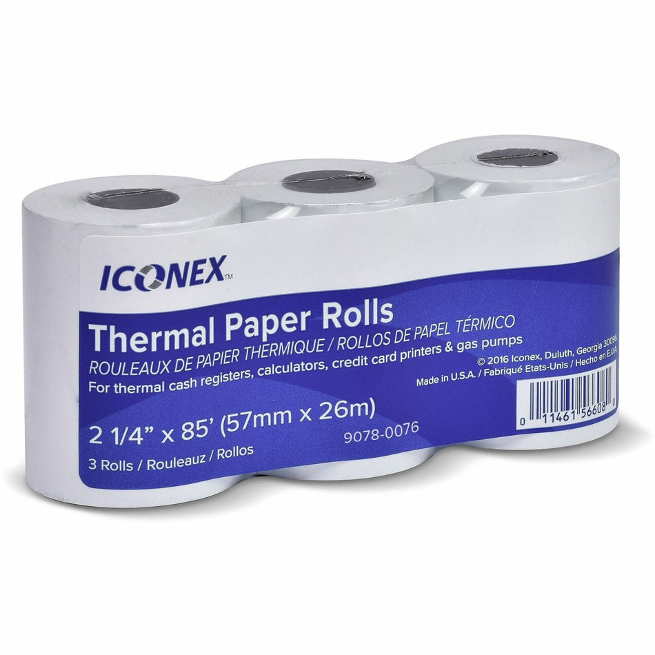 ICONEX Cash Register Roll - 2 1/4" x 85 ft - Durable - 3 / Pack