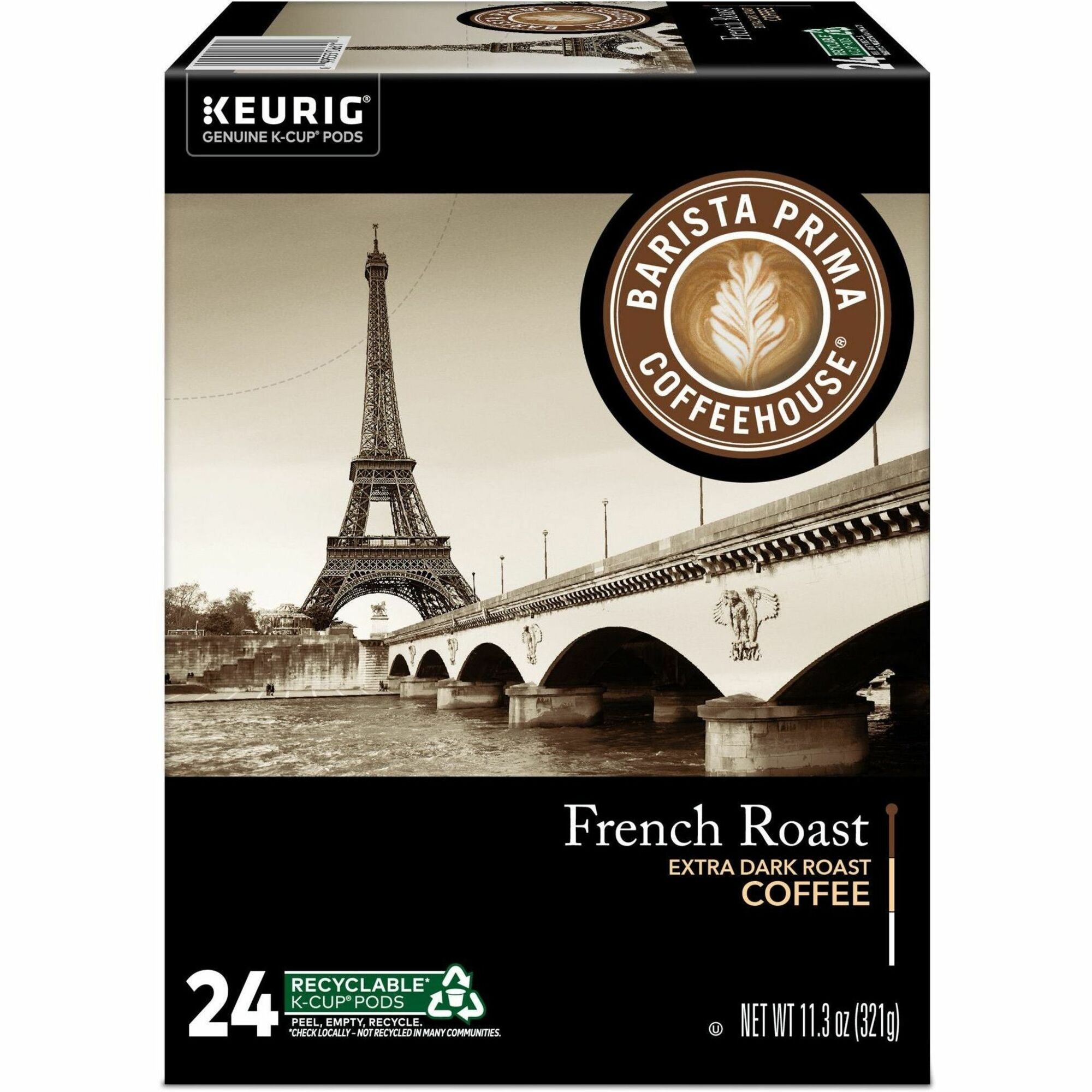Barista Prima Coffeehouse® K-Cup French Roast Coffee - Compatible with Keurig Brewer - Dark - K-Cup - French Roast - 24/Box - 4 / Carton