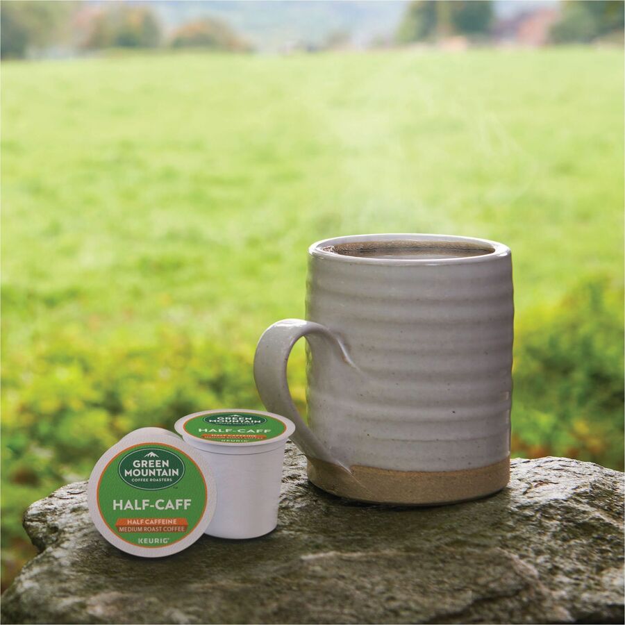 Green Mountain Coffee Roasters® K-Cup Half-Caff Coffee - Compatible with Keurig Brewer - K-Cup - Half Caff - 24/Box - 4 / Carton