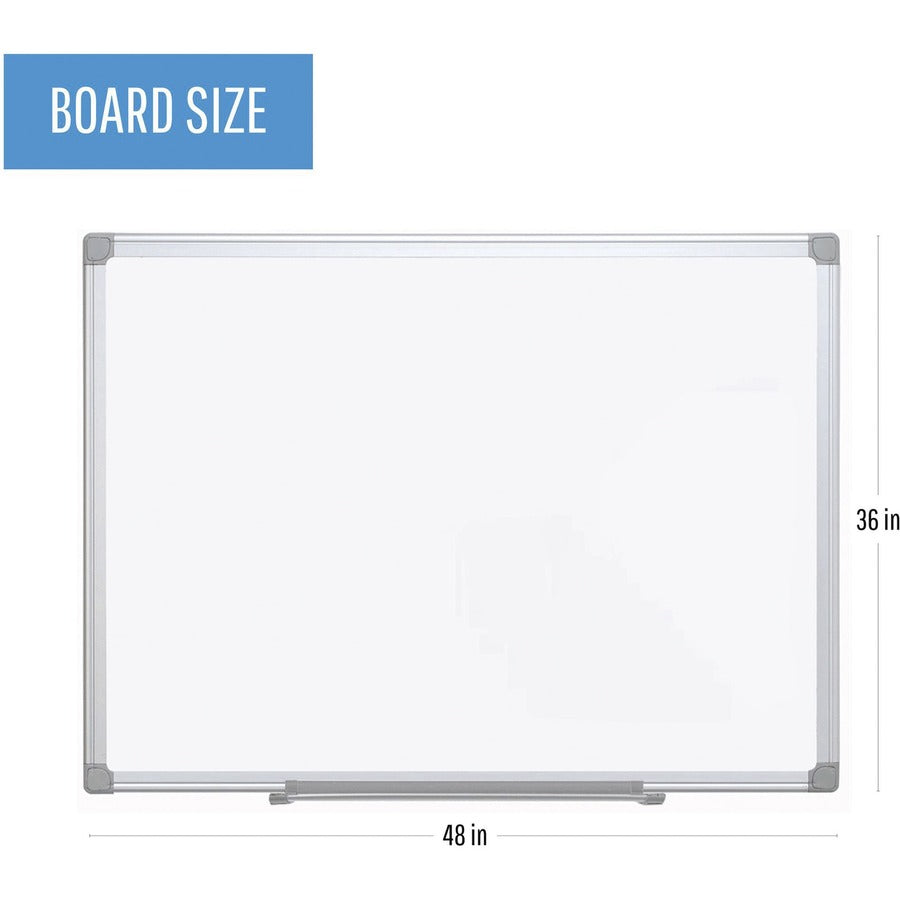 MasterVision Earth Series Dry-Erase Board - 47.2" (3.9 ft) Width x 35.4" (3 ft) Height - White Enamel Surface - Rectangle - Scratch Resistant, Pen Tray - 1 Each