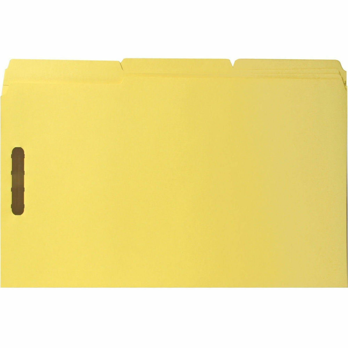 Business Source 1/3 Tab Cut Legal Recycled Fastener Folder - 11" x 14" - 3/4" Expansion - 2 Fastener(s) - 2" Fastener Capacity - 11 pt. - 2 Plys - Yellow - 10% Recycled - 50 / Box