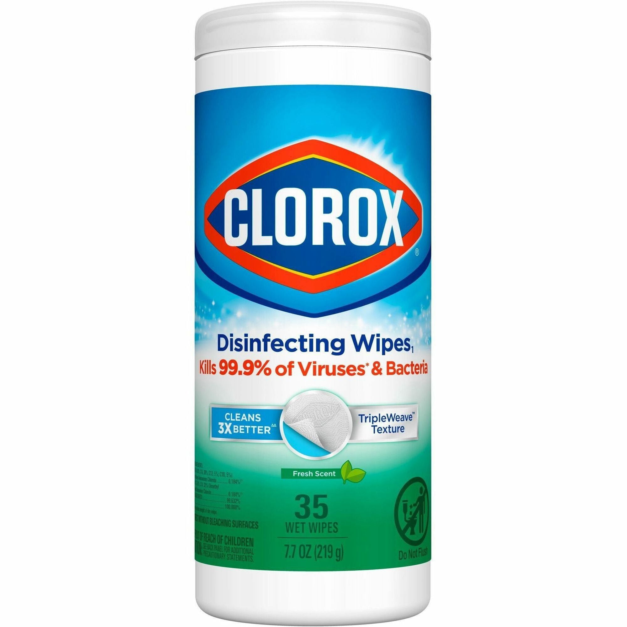 Clorox Disinfecting Cleaning Wipes - Ready-To-Use - Fresh Scent - Anti-bacterial, Textured, Bleach-free - Green - 35/Tub - 840 / Pallet