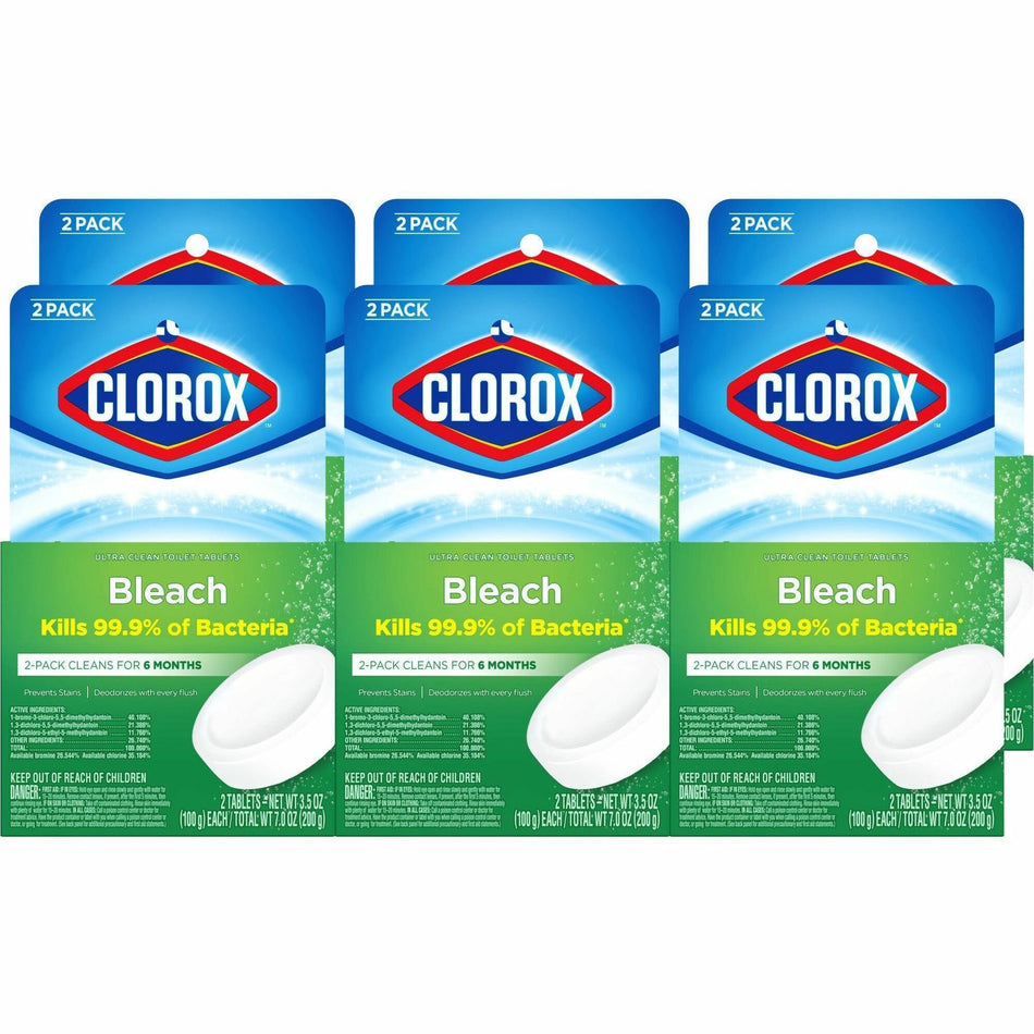 Clorox Ultra Clean Toilet Tablets Bleach - 3.50 oz (0.22 lb) - Deodorize, Easy to Use - White - 2/Pack - 420 / Bundle