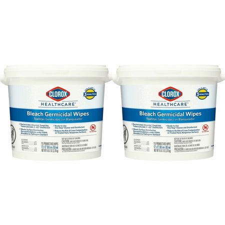 Clorox Healthcare Bleach Germicidal Wipes: Ready-To-Use Antibacterial - 110 Wipes/Tub - 50 Bundle - Cleaning Wipes