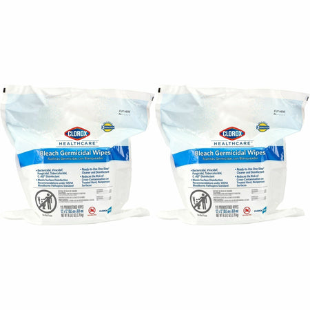 Clorox Healthcare Bleach Germicidal Wipes: Anti-Corrosive Ready-To-Use - 100 Bundle - Cleaning Wipes
