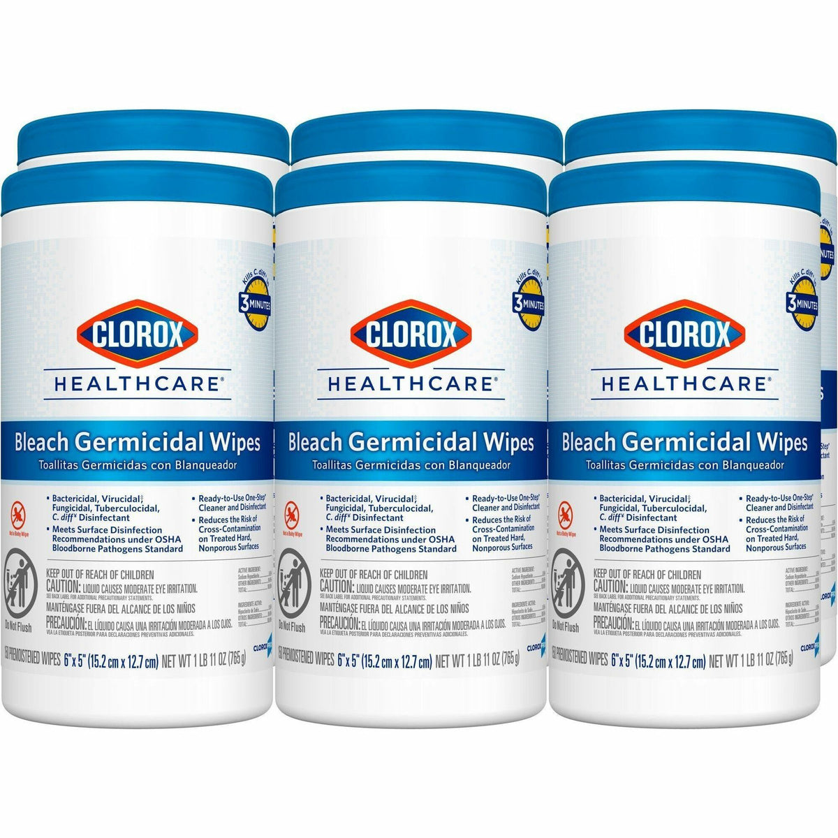 Clorox Healthcare Bleach Germicidal Wipes - Ready-To-Use - 150 - Cleaning