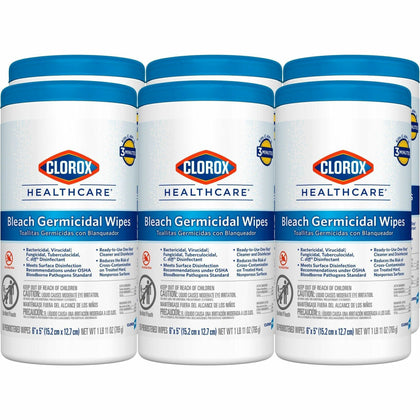 Clorox Healthcare Bleach Germicidal Wipes - Ready-To-Use - 150 - Cleaning