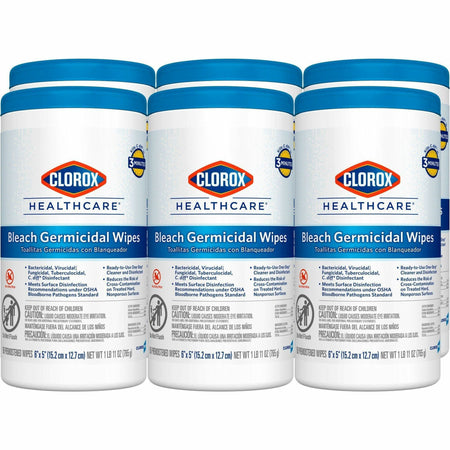 Clorox Healthcare Bleach Germicidal Wipes - Ready-To-Use - 150 - Cleaning